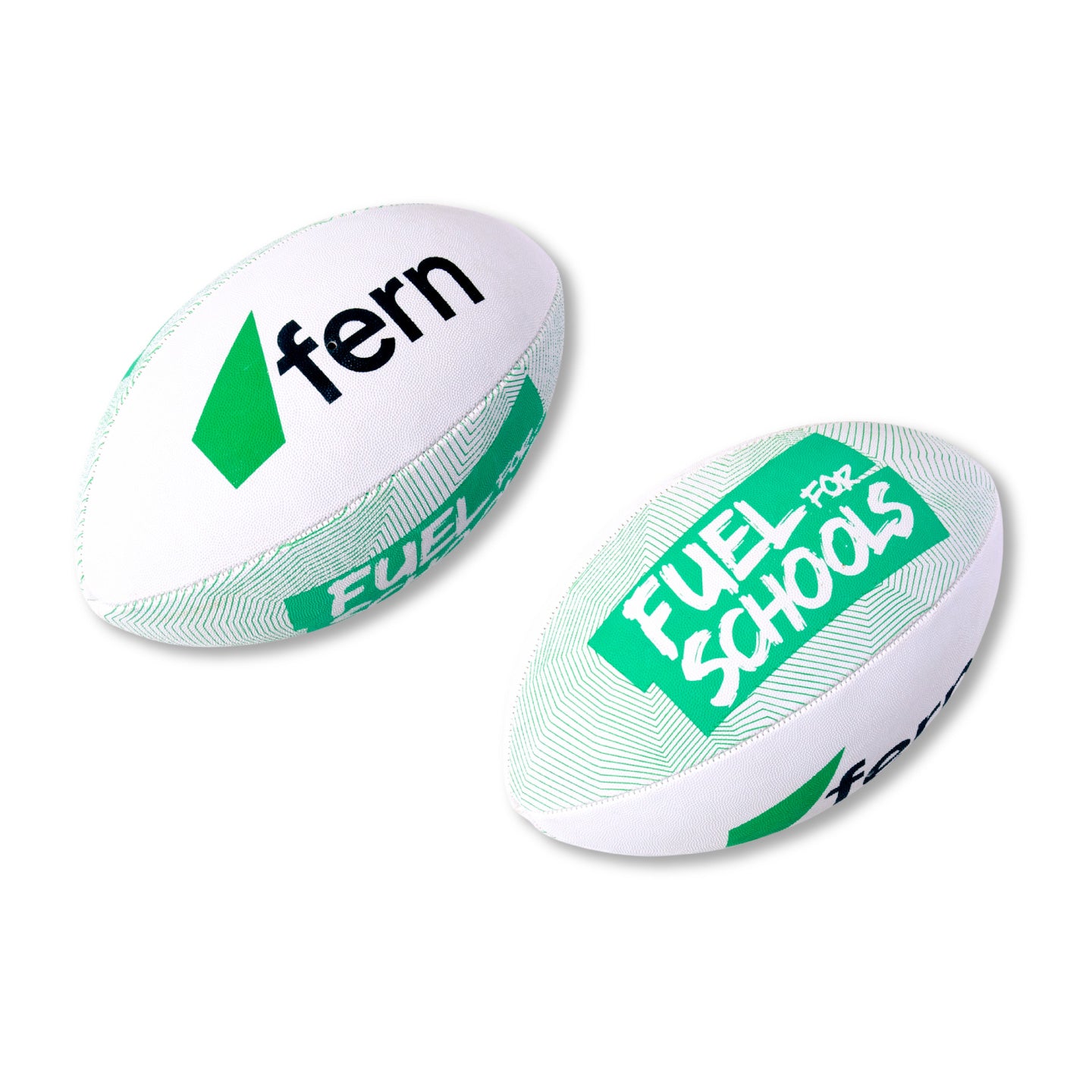 Silver Fern custom rugby balls banner, Fern Energy showcase